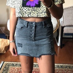 Washed black mini skirt